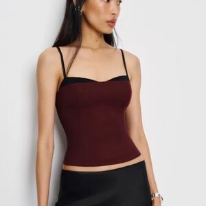 Reformation Burgundy Strapless Bustier Crop Top